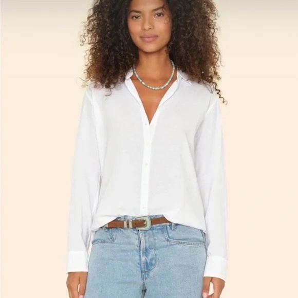 XiRENA White Beau Button Down Cotton Shirt - Size Medium - Picture 6 of 7